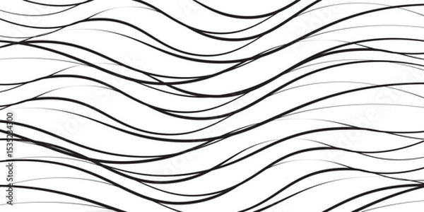 Fototapeta Black and white wave pattern. Black and white water waves. Seamless water pattern wavy lines. illustration