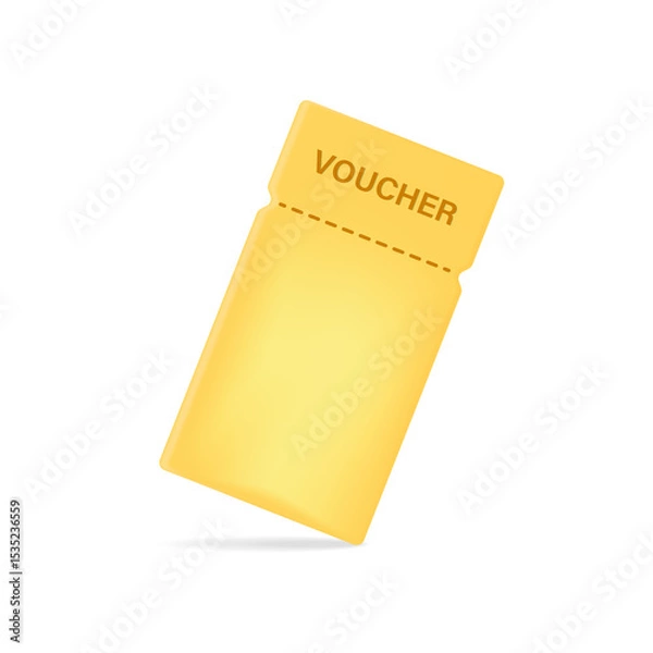 Obraz The golden ticket. The layout of a golden coupon, sticker or discount label, highlighted on a white background.