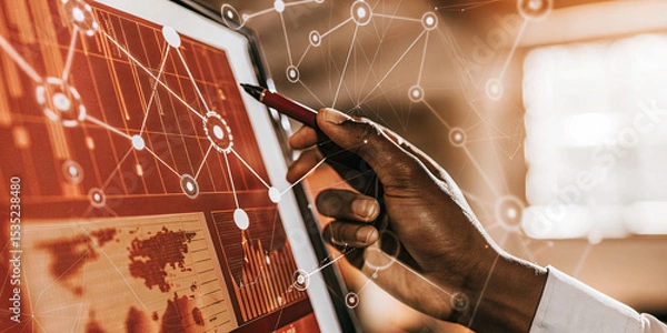 Fototapeta Analytics Solutions: A Businessman's Insight into Data Enhancement