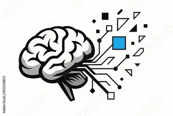 Fototapeta Innovative Representation of Brain with Technology Elements and Digital Patterns for Conceptual Design