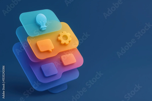 Obraz Colorful 3D App Icons with Creative Elements for User Interface and Design Inspiration
