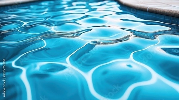 Fototapeta Crystal Clear Swimming Pool Water Texture Background with Reflections