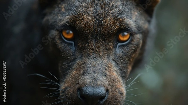 Fototapeta A close-up of a black panther's piercing gaze, embodying the wild spirit of nature