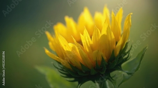 Fototapeta A Close-Up of a Sunflower in Full Bloom