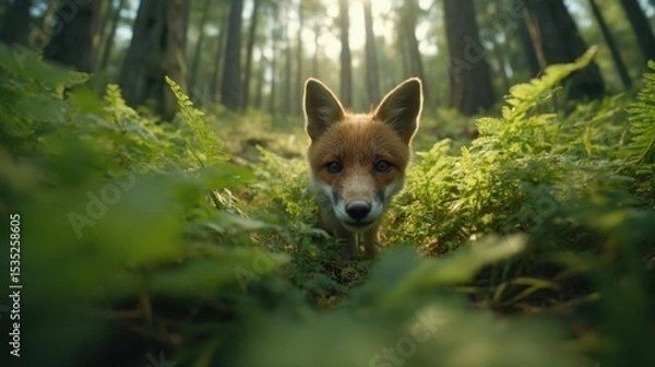 Fototapeta A Curious Fox in the Heart of a Forest