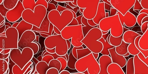 Fototapeta Heap of red heart icons, social media icon love, like or valentine concept background