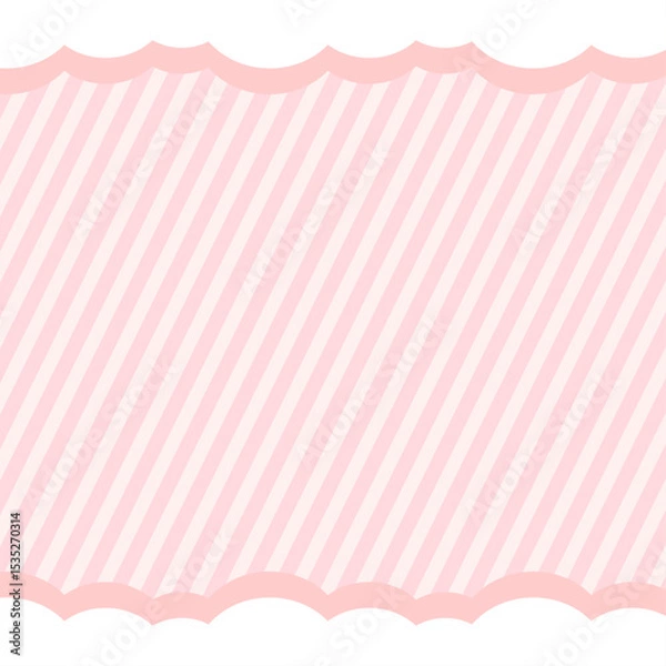 Obraz 正方形の背景　雲の枠と斜めストライプ　ピンク