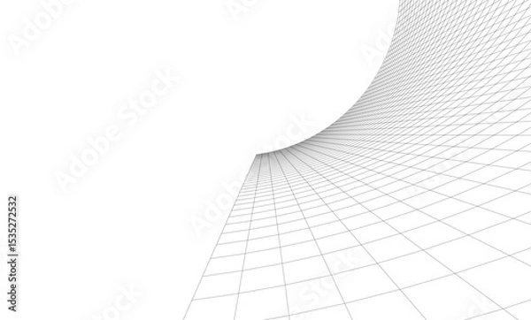 Fototapeta Abstract architectural background. Vector linear illustration on white background
