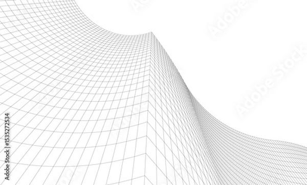 Fototapeta Abstract architectural background. Vector linear illustration on white background