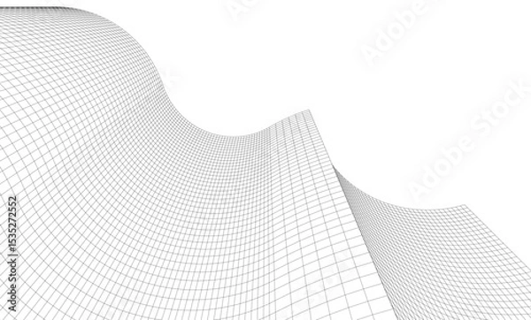 Fototapeta Abstract architectural background. Vector linear illustration on white background