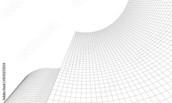 Fototapeta Abstract architectural background. Vector linear illustration on white background