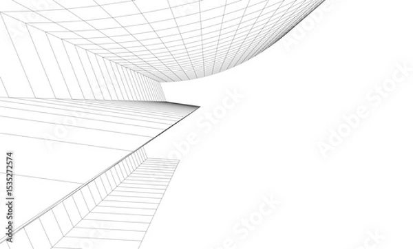 Fototapeta Abstract architectural background. Vector linear illustration on white background