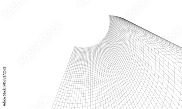 Fototapeta Abstract architectural background. Vector linear illustration on white background