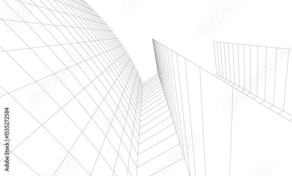 Fototapeta Abstract architectural background. Vector linear illustration on white background