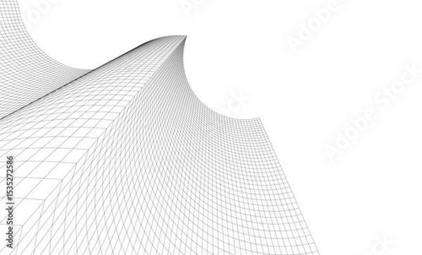 Fototapeta Abstract architectural background. Vector linear illustration on white background
