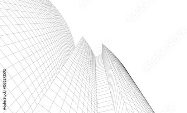 Fototapeta Abstract architectural background. Vector linear illustration on white background