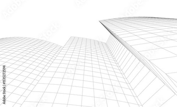 Fototapeta Abstract architectural background. Vector linear illustration on white background