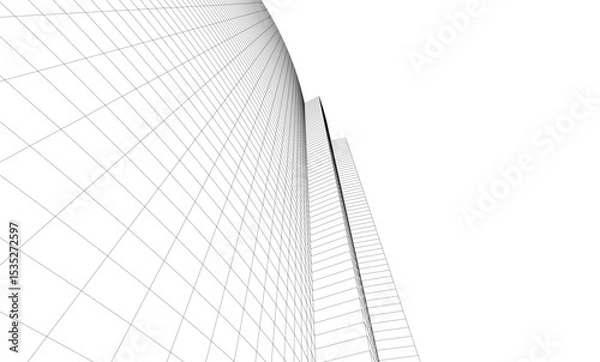 Fototapeta Abstract architectural background. Vector linear illustration on white background
