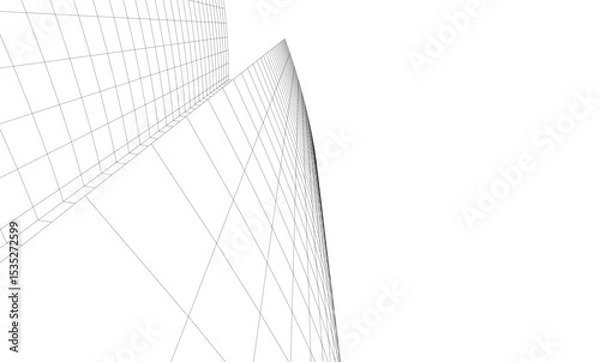 Fototapeta Abstract architectural background. Vector linear illustration on white background