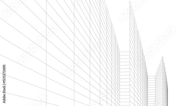 Fototapeta Abstract architectural background. Vector linear illustration on white background