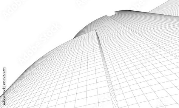 Fototapeta Abstract architectural background. Vector linear illustration on white background