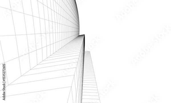 Fototapeta Abstract architectural background. Vector linear illustration on white background