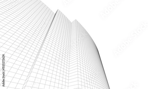 Fototapeta Abstract architectural background. Vector linear illustration on white background