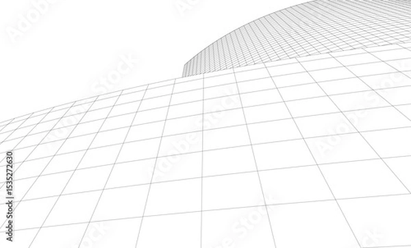 Fototapeta Abstract architectural background. Vector linear illustration on white background