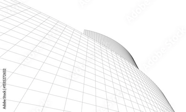 Fototapeta Abstract architectural background. Vector linear illustration on white background