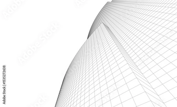 Fototapeta Abstract architectural background. Vector linear illustration on white background