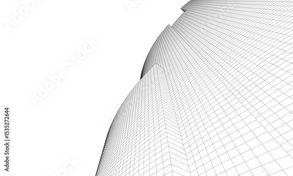 Fototapeta Abstract architectural background. Vector linear illustration on white background