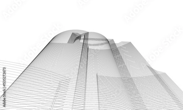 Fototapeta Abstract architectural background. Vector linear illustration on white background