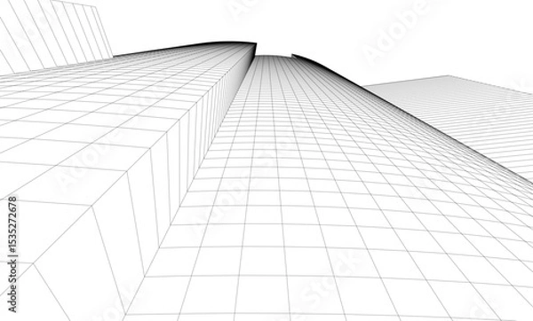 Fototapeta Abstract architectural background. Vector linear illustration on white background