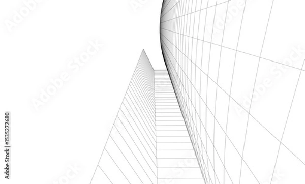 Fototapeta Abstract architectural background. Vector linear illustration on white background
