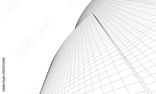Fototapeta Abstract architectural background. Vector linear illustration on white background