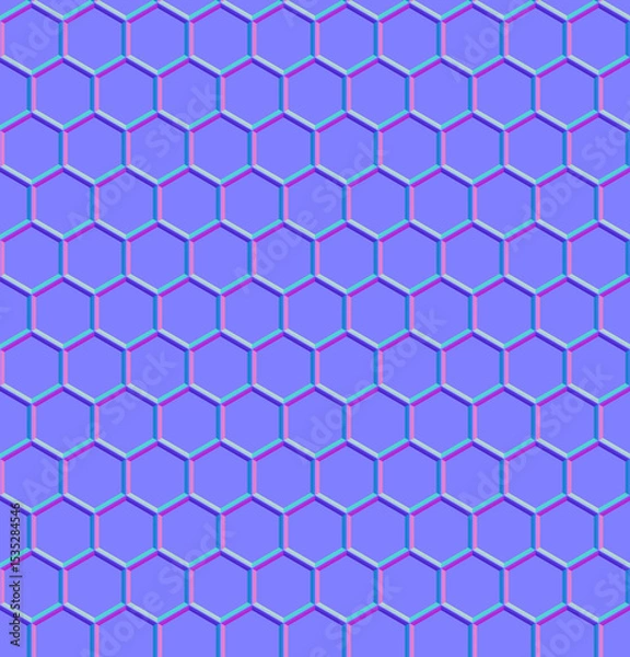 Obraz Normal map of hexagon pattern (Perfect seamless pattern)