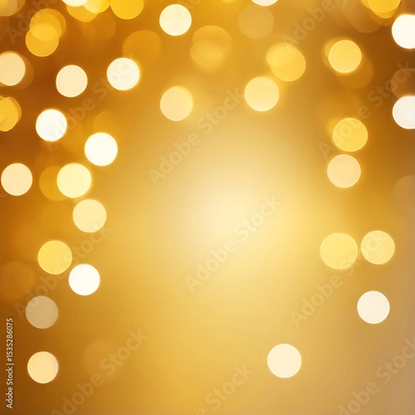 Fototapeta Golden abstract festive bokeh background with soft glowing lights, elegant texture, modern design pattern, and vibrant warm colour tones for wallpaper or template use – AI