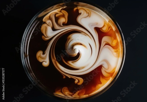 Fototapeta Coffee and milk abstract spiral pattern
