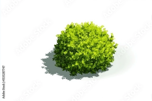 Fototapeta Isometric green foliage design element on light backdrop for nature-focused projects and eco-conscious branding strategies