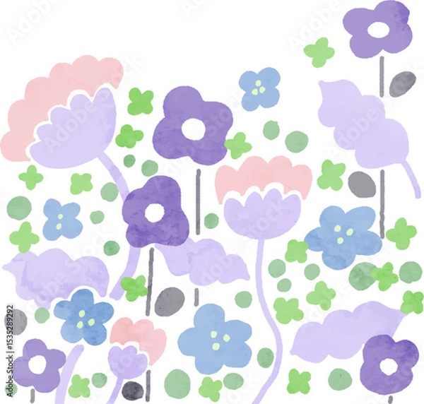 Fototapeta 水彩　花　壁紙　背景　ベクター