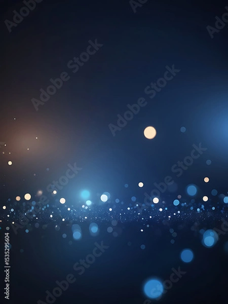 Fototapeta Blue and golden abstract bokeh background with glowing light circles, soft dark texture, modern pattern design, and elegant illustration style for digital use – AI