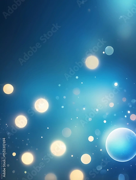 Fototapeta Abstract blue background with glowing bubbles, soft texture, bright light effects, smooth gradient pattern, modern art design, vector wallpaper template surface | ai