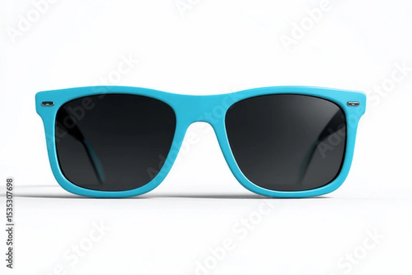 Fototapeta icono de unas gafas de sol en 3d en color azul turquesa sobre fondo blanco