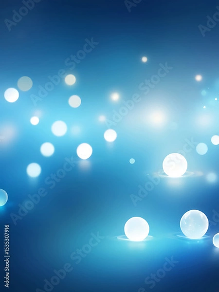 Fototapeta Abstract blue background with glowing bubbles, soft texture, bright light effects, smooth gradient pattern, modern art design, vector wallpaper template surface | ai