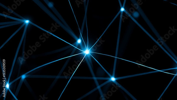 Fototapeta Abstract network of glowing blue nodes and lines.