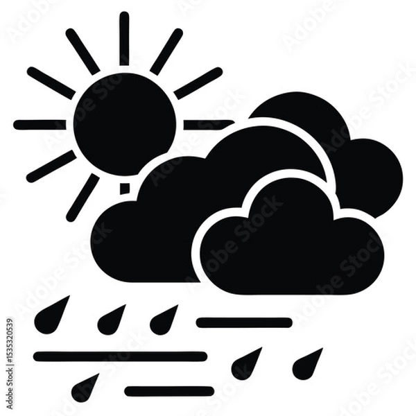 Obraz Sunny and Rainy Weather Icon A Perfect Blend of Sun, Clouds, and Rain