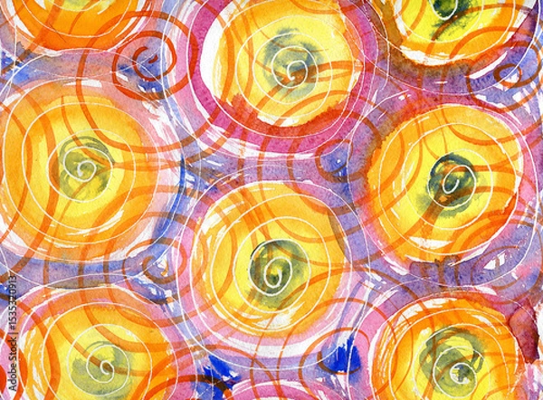 Fototapeta Bold brush drawn colorful spirals and swirls. Hand drawn geometric circular elements. Dynamic abstract forms. Grunge swirled brush stroke, curly thick lines. Thick geometric swirls.