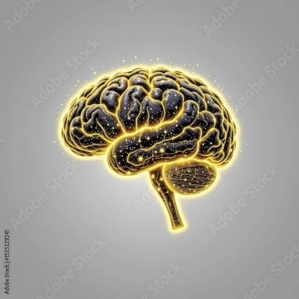 Fototapeta brain outlined in light particles, fading gradually into a clean white background