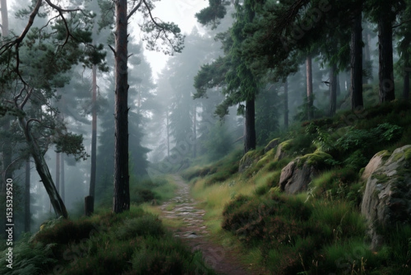 Fototapeta Misty Forest Trail IV