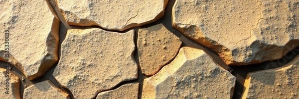 Obraz Rough, fissured stone surface; dry, weathered texture, natural, material, cliff